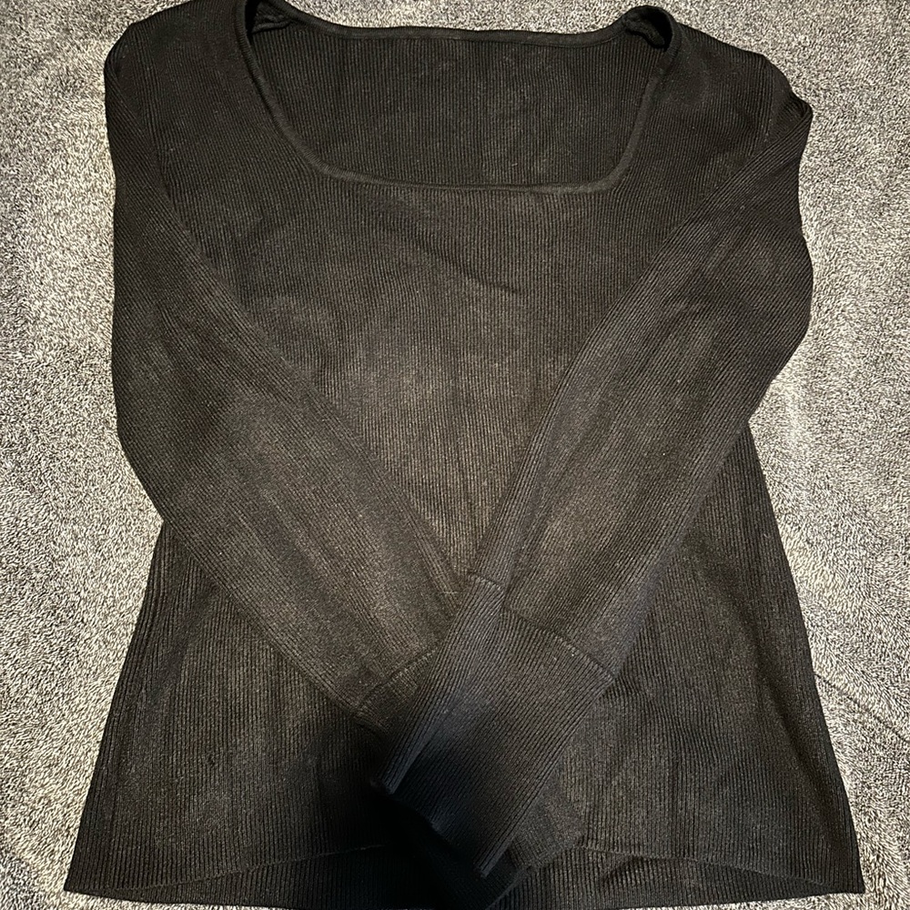 Black square neck top